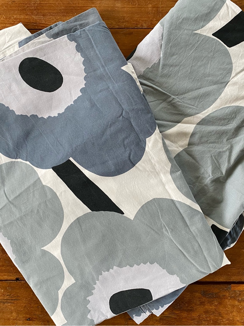 Marimekko Unikko set of 2 scandi twin duvet covers blue gray cotton